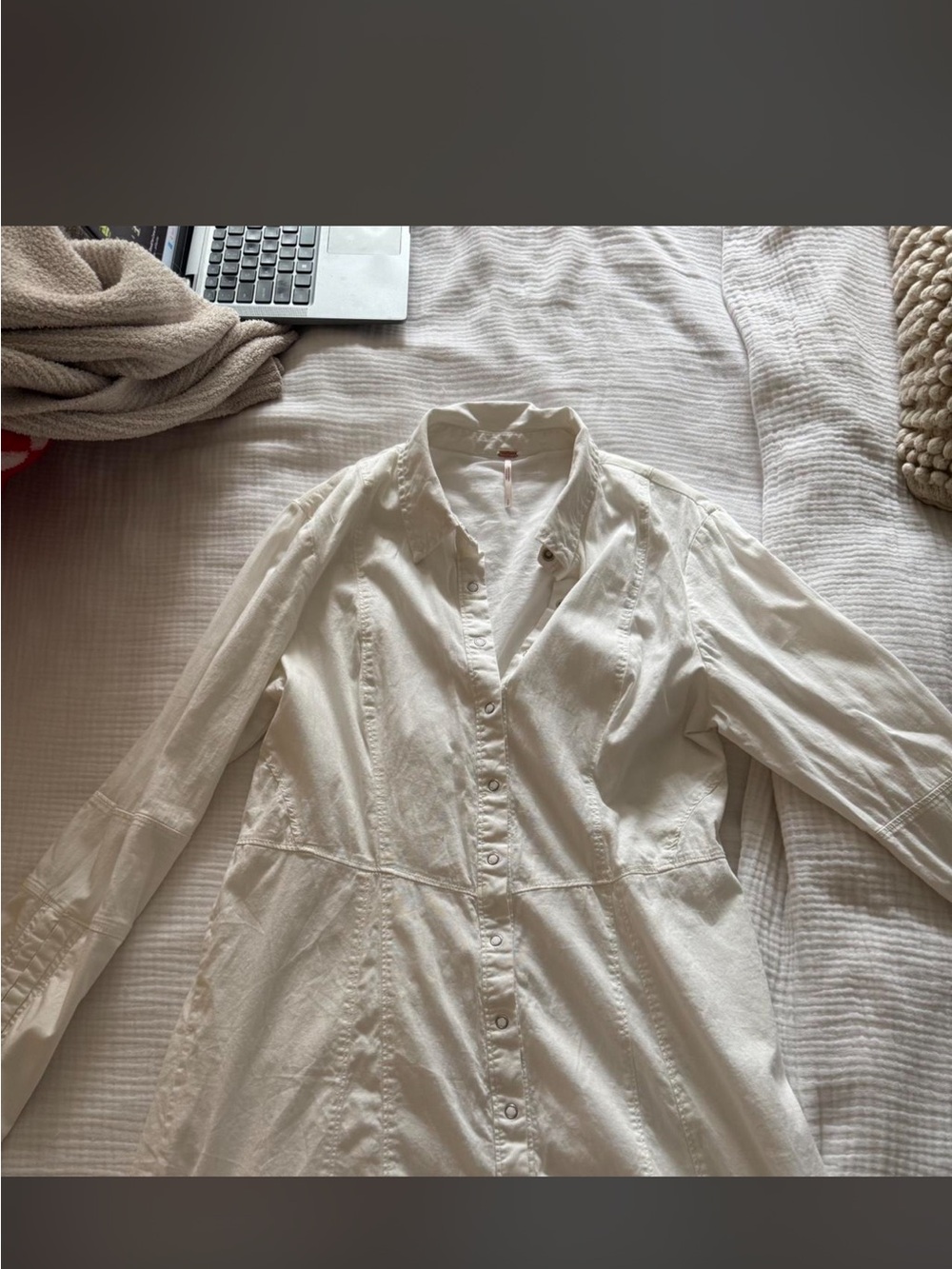 Free People Ivory Button-Front Shirt Dress - Picture 7 of 10